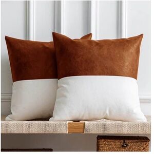 Brown and White Throw Pillow Covers